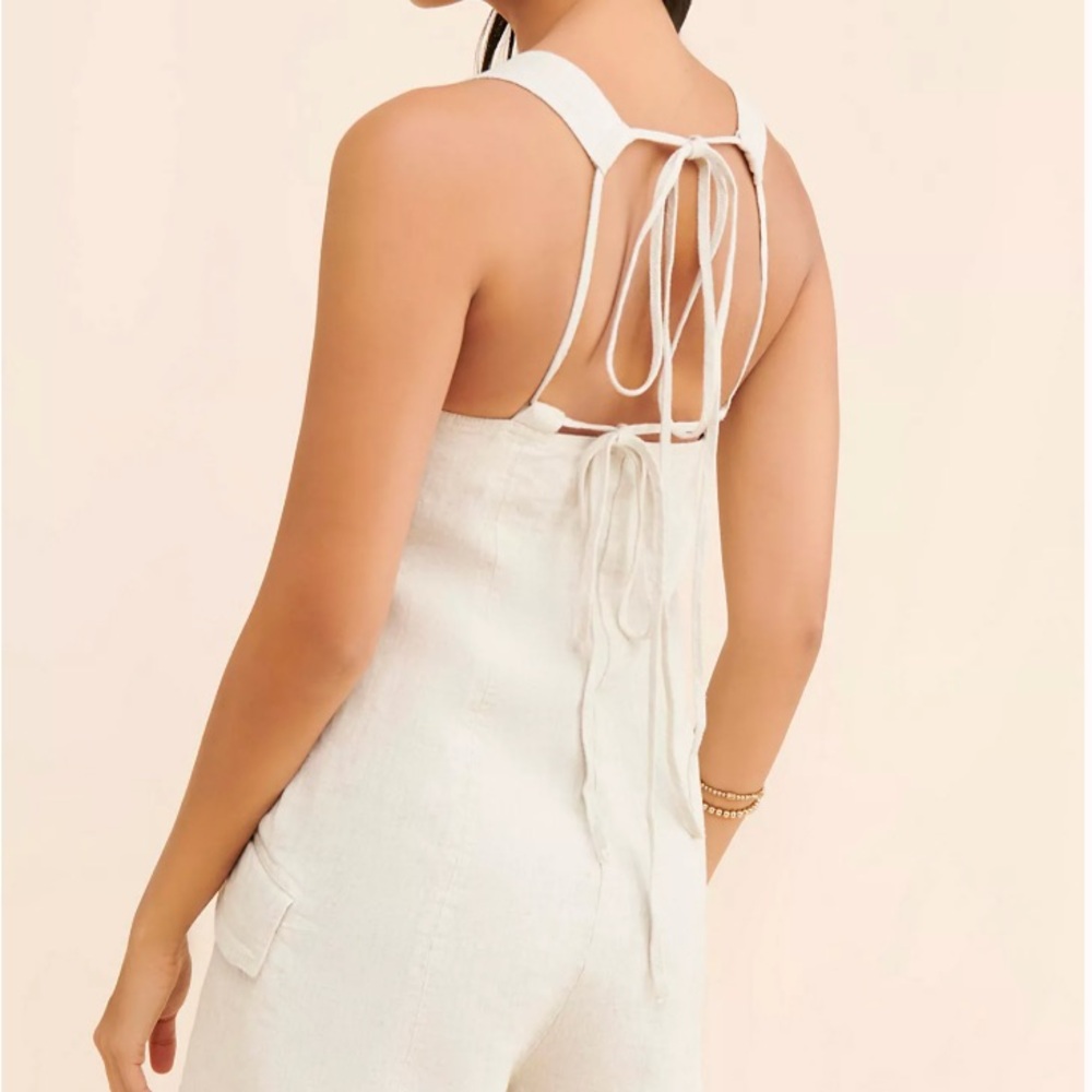 ALOHAS Beige Volta Linen Romper - Picture 4 of 7